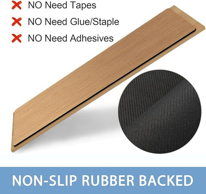 GOYLSER Rubber Stair Treads Non Slip Set of 15, 30"x8" Stair Pads for Wooden Stairs, Waterproof Basement Rugs for Steps Indoor Stairs for Pet, Kids and Elderly, Brown Wooden