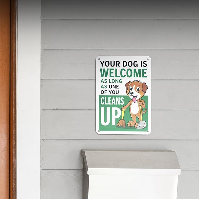 (2 pack) 7" x 10" Clean Up After Your Dog Sign – Aluminum | UV Protected, Laminated, Water & Dust Resistant | Outdoor Pet Waste Reminder with Rounded Corners