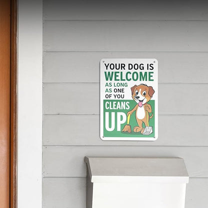 (2 pack) 7" x 10" Clean Up After Your Dog Sign – Aluminum | UV Protected, Laminated, Water & Dust Resistant | Outdoor Pet Waste Reminder with Rounded Corners