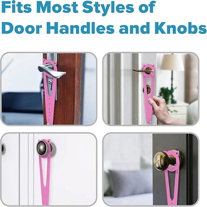 Cat Door Latch with Stabilizer, 7 Sizes Adjustable Cat Door Holder Latch to Keep Dog Out of Litter Box, No-Drill Alternative of Pet Gates and Interior Pet Door, Pink, 2 Packs