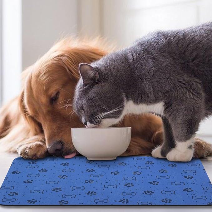 Dog Food Mats,Cat Absorbent Water Bowl Feeding Mats Pet Placemats for Food and Water Spot 12 * 20 inch