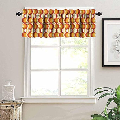 Retro Geometric Pattern Valance Curtains, Vintage 1970S Groovy Bauhaus Mid Century Modern Window Curtain Valance for Bedroom Living Room Kitchen 54x18inch