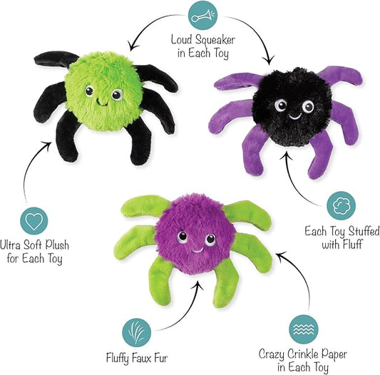 Fringe Studio Pet Toy, Webbed in Mischief Plush Dog Toy 3 PCS Set, PetShop Collection (662190)