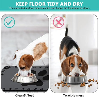 Dog Food Mats for Floor, Absorbent Pet Food Mat - Cat Feeding Mat Quick Dry Dog Bowl Mats for Water Pet Supplies Feeding Placemat 12" x 20" Grey