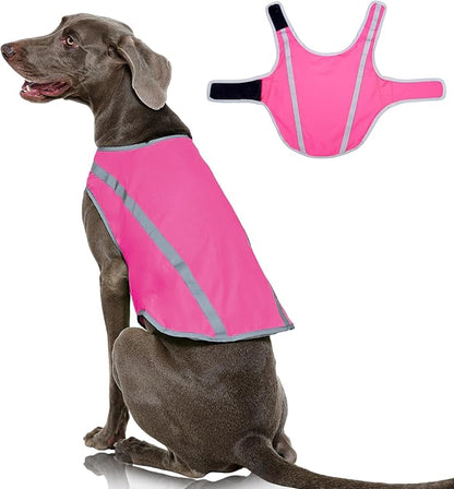 FUAMEY Dog Reflective Vest for Large Dogs,Dog Hunting Vest High-Visibility Dogs Safety Vest for Night Walking Water-Resistant Service Pet Gear Adjustable Outdoor Activities Pink XXL