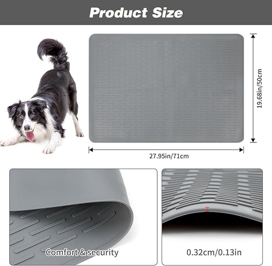 Dog Grooming Table Mat Pad Non Slip, Multipurpose Soft Pet Grooming Table Mats at Home, 28 x 19.7 Inch Silicone Durable Anti-Fatigue Groomer Mats Paw Protection Easy-Clean Cat Dog Bath Mat (Grey)