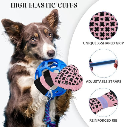 Non-Slip Dog Socks for Hardwood Floors Anti Slip Double-Sided Grippy Socks for Senior Dogs to Prevent Licking Paws, Scratching & Hot Pavement Premium Dog Paw Protector with Grippers Pink XXL