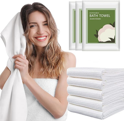 Disposable Bath Towels, 5pack 55" x 27.5" Ultra-Soft and Quick Dry Bath Towel, Portable Salon Towels for Travel Sauna Spa Beach Gym