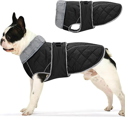 Dog Coat, Warm Dog Winter Coat for Medium Dogs, Waterproof Jacket with Adjustable Buckle & Velcro, Reflective Turtleneck Cold Weather Coats, Pet Fleece Vest Snow Jacket (Black, XS)