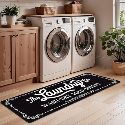 Pauwer Laundry Room Rug Runner 20"x60" Waterproof Rubber Laundry Mat Non Slip Kitchen Mats for Floor Washable Floor Mat Runner Rug for Farmhouse Mudroom Washroom Bathroom Decor