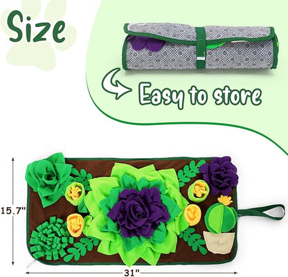 CiyvoLyeen Snuffle Mat for Small & Medium Dogs and Cats, 30.7''x 15.7'' Dog Feeder Puzzle Enrichment Game, Slow Eating Feeding Mat, Foraging Mat for Rabbit, Pig, Stress Relief Puppy Gift for Pet Lover