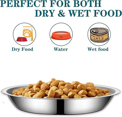 4Packs Cat-Bowls Cat Food Bowl - 6.1 Inch Stainless Steel Cats Feed Bowl for Indoor Cats Shallow and Wide Wet Food Plate Pet Feeding Whisker Fatigue Relief Pet Plate for Kitten Puppy (Type-B)