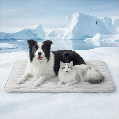 furrybaby Dog Cooling Mat for Large Dogs, 43"x32" Self Cooling Pet Cooling Mat for Dogs & Cats, QMAX>0.5, Thickened Cool Fiber, Cooling pad for Dog Bed, Durable Portable Indoor/Outdoor Summer,Grey