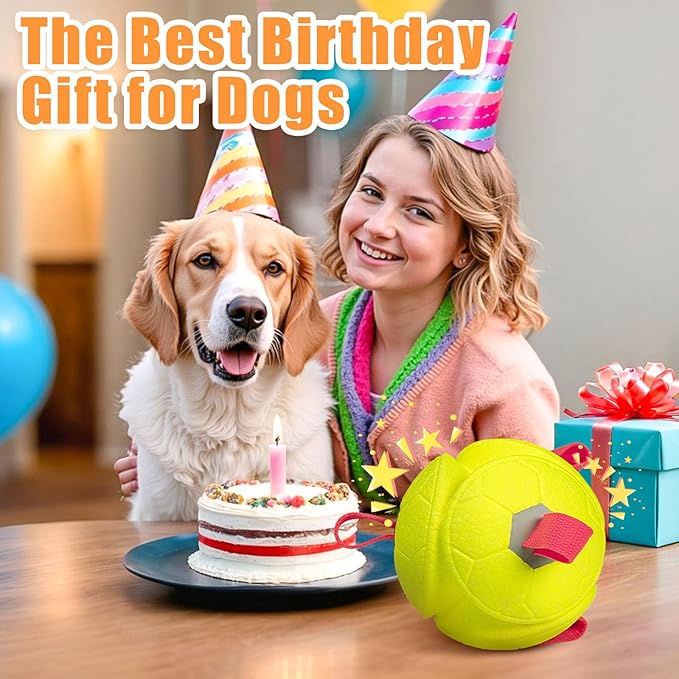 6 Inch Dog Ball Toys Interactive Soccer Ball with Straps for Tug of War Water Pet Toys Gifts for Puppy Birthday Indoor Outdoor for Fetch for Large Medium Dogs