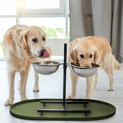 DogBuddy Dog Food Mat - Waterproof Dog Bowl Mat, Silicone Pet Mat for Food and Water Bowls, Nonslip Pet Feeding Mat with Edges, Dogs Food Mats for Floors, Puppy Supplies (XXL: 32" x 19", Khaki Green)
