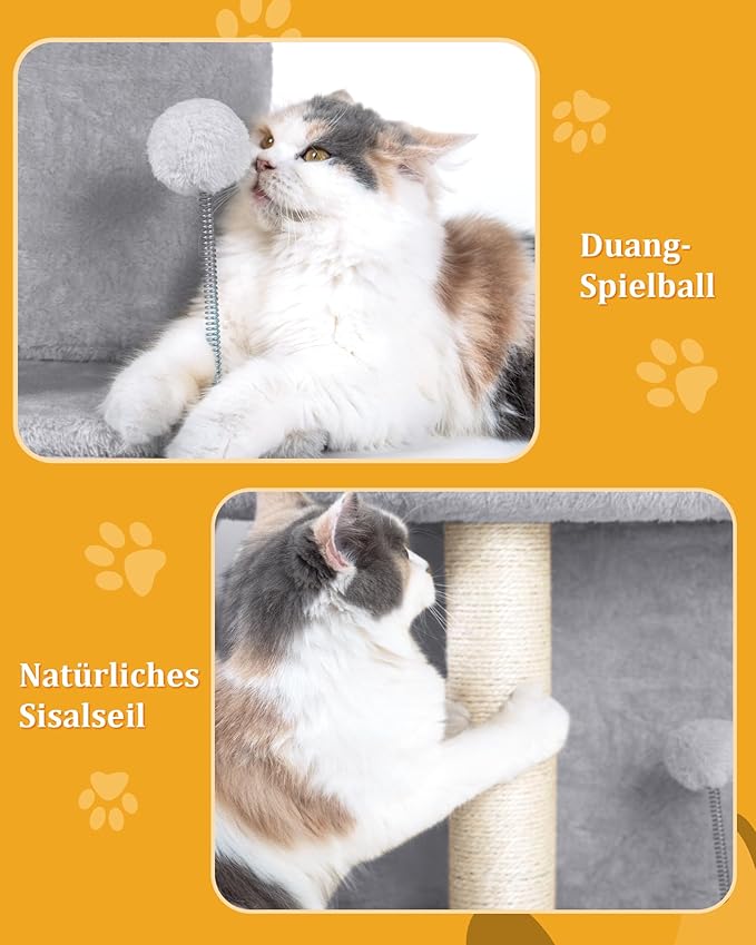 Aechonow Cat Tree Tower for Large Cat, Cat Bed House with Large Perch for Adult Cats, 20 * 16.5 Inch Big Platform for Indoor with Super Cozy Mat, Large Condo with Scratching Post, Light Gray