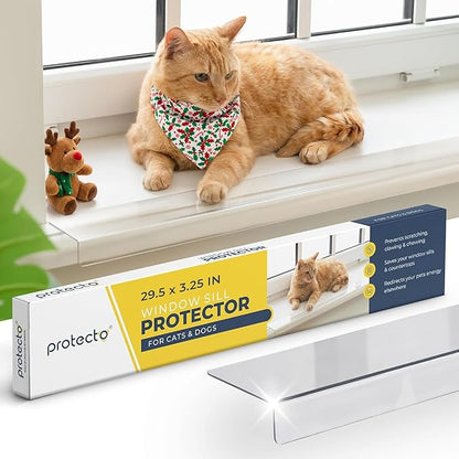 PROTECTO Window Sill Protector from Dogs & Cats, 29.5 x 3.25 Clear Window Guards from Cats Scratching Chewing & Clawing | Keep Your Sills Smooth & Paws Safe | Ultra Strong Window Sill Cover Protection