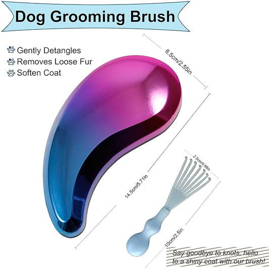 Gentle Grooming Puppy Brush with Gift Box ， Fit for Small Dog ， Yorkie, Shih Tzu, Maltipoo, Maltese and Pomeranian ，Toy Poodle Accessories, Soft Bristle (Gradient Color)