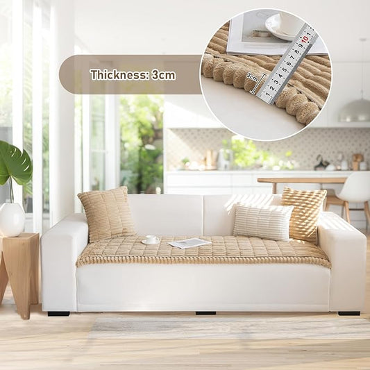 LiveGo Pet Couch Cover Dogs Washable Non-Slip Couch Protector Pet Friendly Dog Mat for Couches and Sofas (Milky Coffee, 90x180 cm / 35.4x70.9 in)