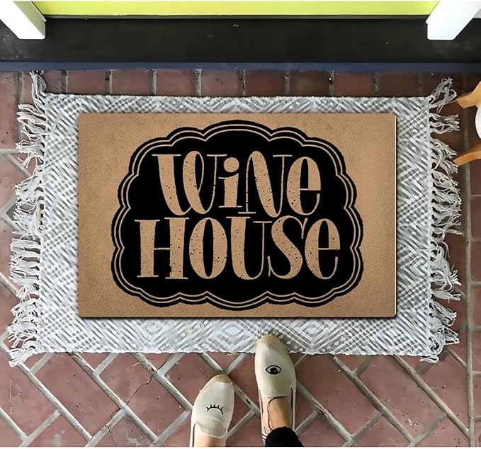 Funny Welcome Doormat (23.7 in X 15.6 in) Anti-Slip Rubber Back Entrance Way Indoor Front Porch Decor Rugs House Warming Gift (Wine House)