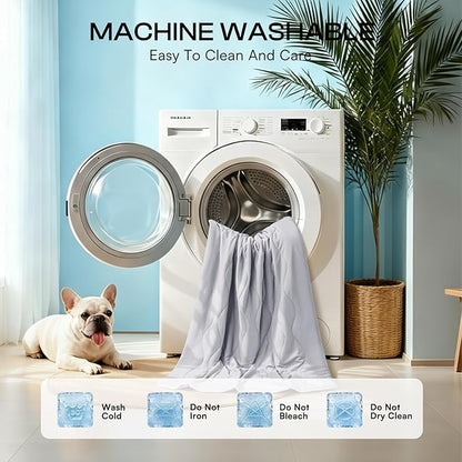 Luciphia Premium Cooling Dog Blanket Washable Q-MAX>0.5 Small Medium Large Pet Mat Puppy Cat Self-Cooling Soft Breathable Calming Throw for Sofa Crate Bed (Light Grey,29x40 inches)