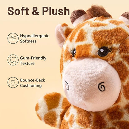 Soft Plush Giraffe Dog Toy for Small & Medium Dogs and Puppies – Dual Squeaker, Crinkle Comfort Toy for Gentle Chewers