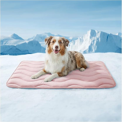 furrybaby Dog Cooling Mat for Large Dogs, 35"x28" Self Cooling Pet Cooling Mat for Dogs & Cats, QMAX>0.5, Thickened Cool Fiber, Cooling pad for Dog Bed, Durable Portable Indoor/Outdoor Summer,Pink