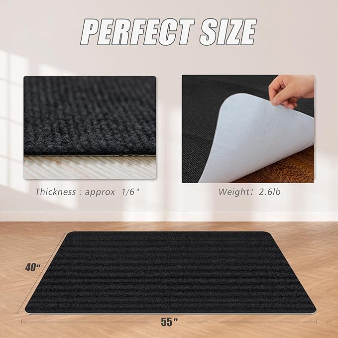 Sycoodeal Office Chair Mat for Hardwood Floor,Office Computer Gaming Chair Mat for Tile Floor,Large Floor Protector Rug,Anti-Slip,Easy to Clean,Black(40"x55")
