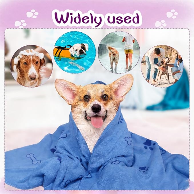 Dog Towels for Drying Dogs Bulk 20 x 40 Inch Quick Drying Pet Bath Towels Colorful Pet Grooming Towel Absorbent Microfiber Towel for Small Medium Large Dog Puppy Cat (Blue, 30)