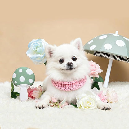 Small Dog Grooming Brush,Mushroom Shaped Puppy Brush Detangling Dog Hair Brushes for Wet or Dry - Perfect for Shih Tzus,Yorkies,Maltipoos - Ideal Puppy Hair Brushes for Maltese Small Breeds (Green)