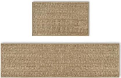 Artoid Mode Washable Non-Skid Kitchen Rugs and Mats Set of 2, Rubber Backing Absorbent Kitchen Mats for Floor Front of Sink Hallway - 17x29 and 17x60 Inch