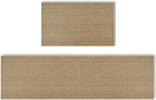 Artoid Mode Washable Non-Skid Kitchen Rugs and Mats Set of 2, Rubber Backing Absorbent Kitchen Mats for Floor Front of Sink Hallway - 17x29 and 17x60 Inch
