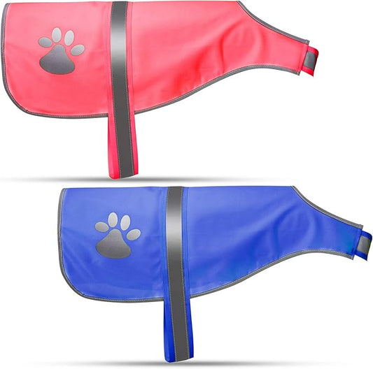 Geyoga 2 Pieces Dog Reflective Vest Adjustable Dog Safety Service Vest Pet High Visibility Apparel Pet Jacket Clothes Safeguard for Hunting Outdoor Walking Night(L,Pink, Blue)