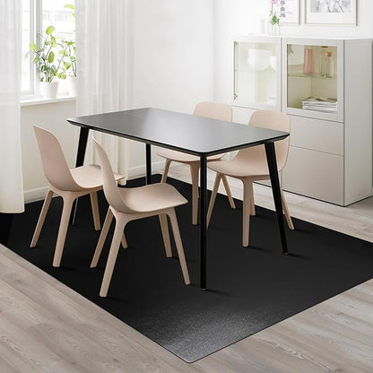 Vinyl Floor Mat for Home, Black Waterproof Area Mat for Under Dining Room Table, Sturdy Plastic Rug Protector for Kitchen, Living Room, Yard, Garage, Large Baby Play Mat (6'×9')