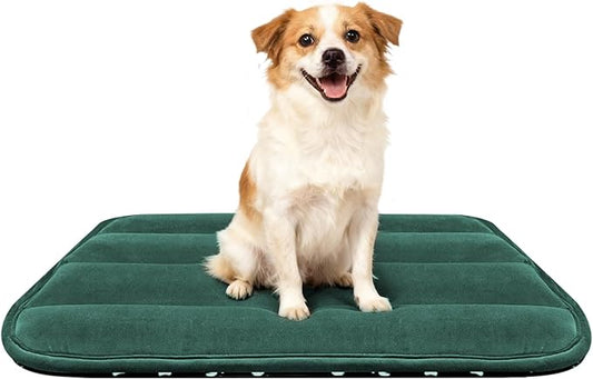 Dog Bed Mat, Reversible Dog Crate Pad with Washable Kennel Mat and Soft Foam, Flat Pet Bed for Dogs & Cats, for Crates Carriers & Travel (Green, 28" L*16" W*1.5" Th)
