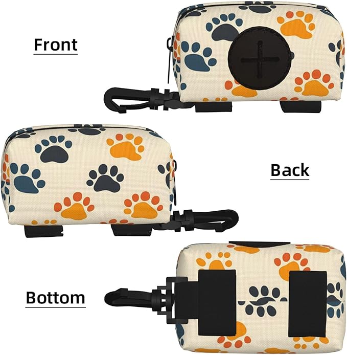 Dog Poop Bag Holder for Leashes - Lightweight Pet Waste Bags Dispenser Doggy Zippered Pouch for Puppy Walking Accessories(Dogs Paw)