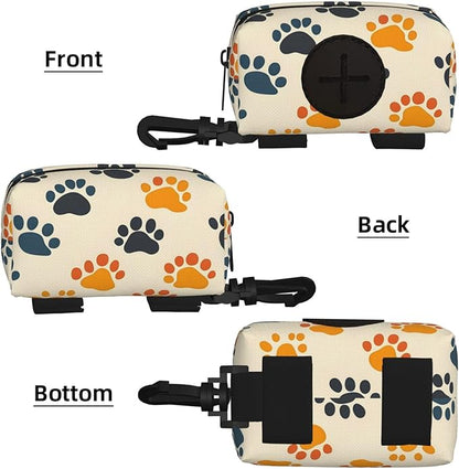 Dog Poop Bag Holder for Leashes - Lightweight Pet Waste Bags Dispenser Doggy Zippered Pouch for Puppy Walking Accessories(Dogs Paw)