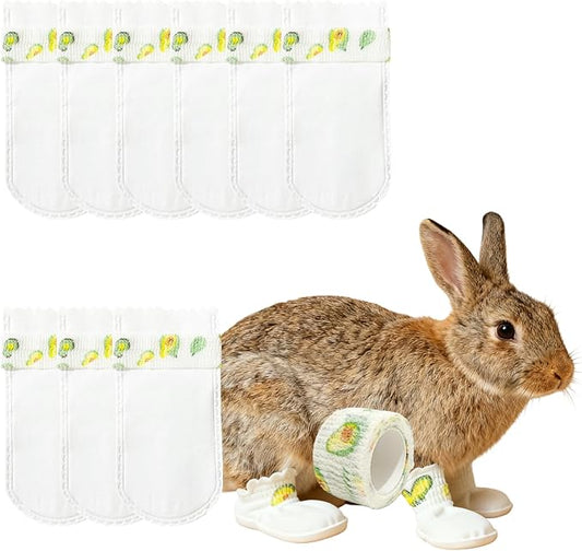 40 Packs Rabbit Paw Protectors, Paw Protection Covers with Bandage for Indoor & Outdoor Use, Wound Recovery Protectors for Injured Paw, Bunny Accessories