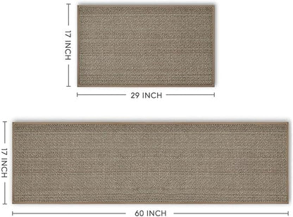 Artoid Mode Washable Non-Skid Rubber blend Kitchen Rugs and Mats Set of 2, Rubber Backing Kitchen Mats for Floor Kitchen Front of Sink Home Decor - 17x29 and 17x60 Inch