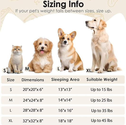 28in Large Dog Bed, Medium Size Dog and Cats, Calming Donut Bed for Puppy and Kitten, Washable Round Fluffy Pet Bed (Camel)