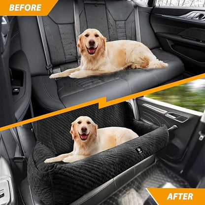 Sephyroth Dog Car Seat for Large Dogs Under 100LBS,Dog Car Bed Washable Pet Travel Safety-Black