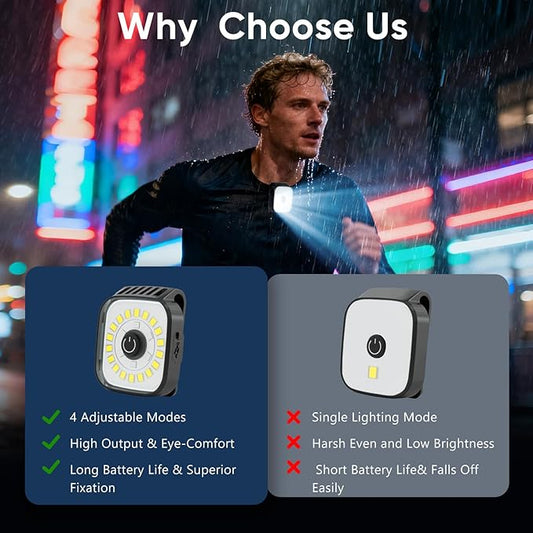 Running Lights for Runners, 2 Pack Mini Clip on Flashlight with 4 Modes, Rechargeable Safety LED Lights for Night Walking, Running Accessories & Camping Light Gear for Hiking, Jogging, Dog Walking