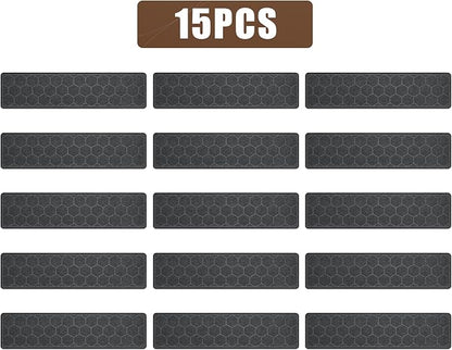 15 Pack 8 "X 30" Non-Slip Carpet Stair Treads for Indoor Wooden Steps, Made of Polyester and Reusable Adhesive, Suitable for Kids Elders and Pets（Grey Hexagon）