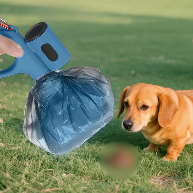 Blue pet Poop Shovel Set | Easy to Carry, Lightweight, Pets Clean up Feces | with Bags and Carrying Clips | Portable Tools Designed for pet Owners.