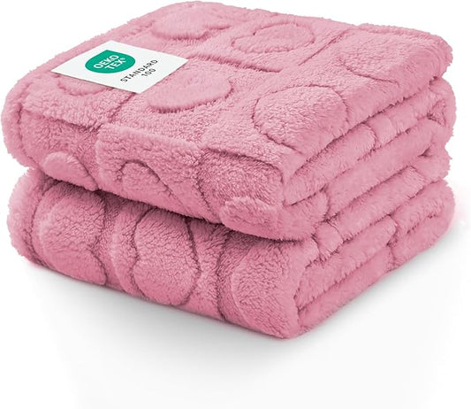 Luciphia 1 Pack 2 Small Dog Blanket Washable Pet Bed Cover Soft Fluffy Puppy Blanket with Premium Fleece 300GSM Cozy Calming Cat Blankets for Indoor Cats Pink 30x20 inch