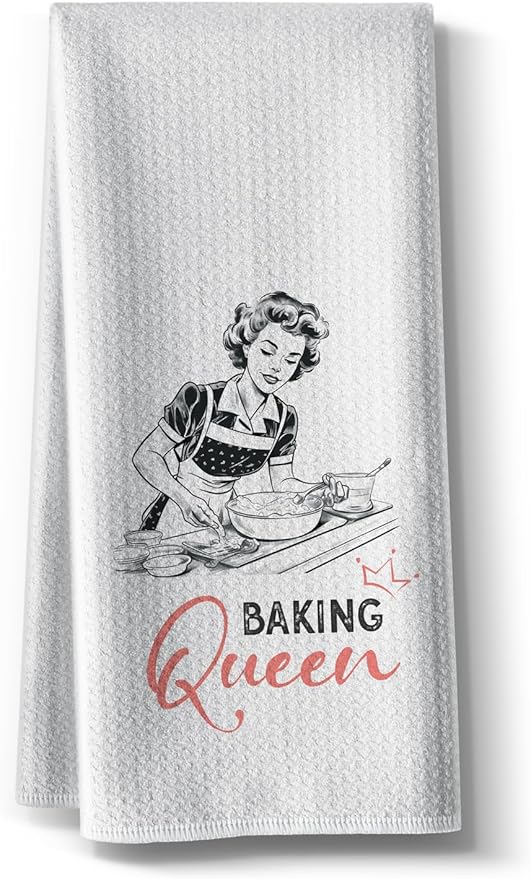 Baking Towels for Women- Funny Joked Queen Hand Dish Kitchen DéCor,Absorbent Tea Towel,Gift for Mother Hostess New Home Friend Housewarming 16" x 24”