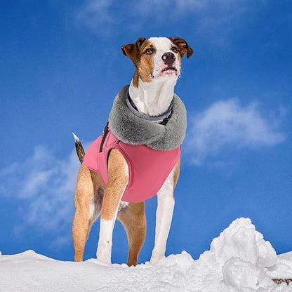 PETDSH Dog Coat Large, Windproof Dog Jacket with Warm Fleece Lining, Thickened Collar Dogs Winter Coat,Adjustable Reflective Pet Coats for Cold Weather (Pink, XX-Large)