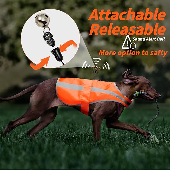 Reflective Dog Vest for Small Medium Breeds, High Visibility Dog Safety Vest with Removable Bell Keep Safe from Hunting, Training & Cars Accidents
