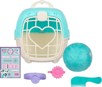SCRUFFALUVS Blue Surprise Pet, Mystery Plush Toys, Stuffed Animals, Wash to Reveal 1 of 3 Rescue Surprise Toy Pets: Puppy, Bunny, or Kitty - Includes 8.7" Deluxe Carrier - Styles May Vary
