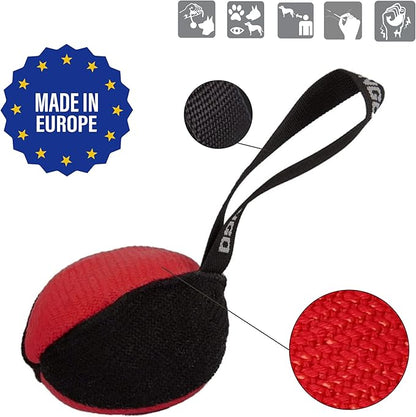 Dingo Gear Dog Tug Toy for Strong Dog, Bite Training, IGP, Fun, French Linen, Small Ball red S02780
